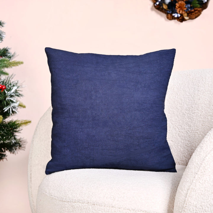 Festive Forest Dark Blue Embroidered Cushion Cover 40x40cm