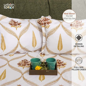 Serene Collection - Breathable 200 TC 100% Pure Cotton Single Bedsheet with Pillow Cover, Floral Moroccan - Brown