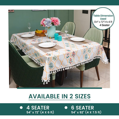 Sicilia : Anti Skid & Water resistant Linen textured Premium table cover for dining table - Floral symphony