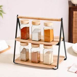 Foldable 2 Tier Wooden Storage Rack