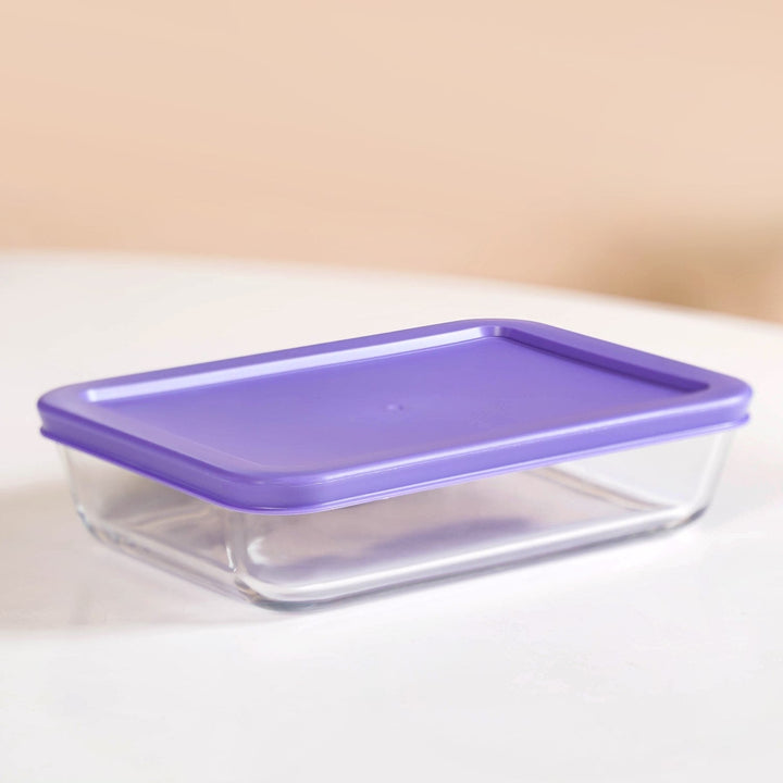 Set Of 4 Shallow Borosilicate Glass Food Storage Container 800ml