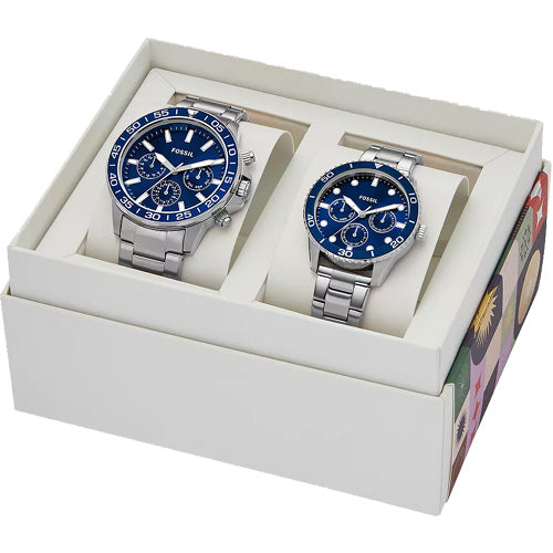 Fossil Bannon Blue Dial Pair 45mm & 38mm BQ2828SET