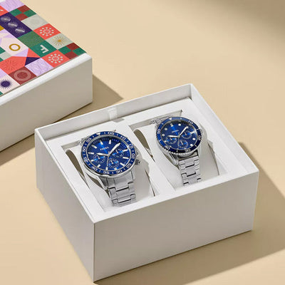 Fossil Bannon Blue Dial Pair 45mm & 38mm BQ2828SET