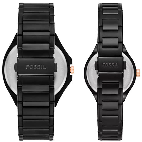 Fossil Evanston Black Dial Pair 45mm & 36mm BQ2645SET