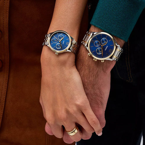 Fossil Fenmore Blue Dial Pair 44mm & 36mm BQ2900SET