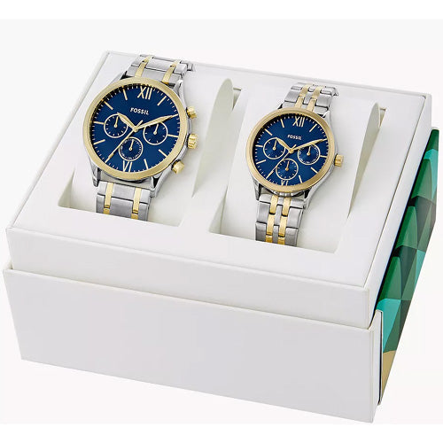 Fossil Fenmore Blue Dial Pair 44mm & 36mm BQ2900SET