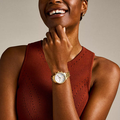 Fossil Neutra Women's Mother-Of-Pearl Dial & Gold Chain Watch