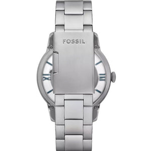 Fossil Townsman Men's Skeleton Blue Dial & Silver Chain Watch