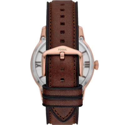 Fossil Townsman Skeleton & Brown Leather Strap Watch for Men