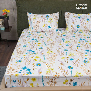 Serene Collection - Breathable 200 TC 100% Pure Cotton Bedsheet with Pillow Cover, France - Blue