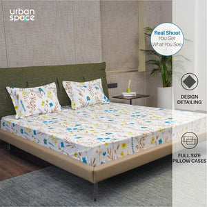 Serene Collection - Breathable 200 TC 100% Pure Cotton Bedsheet with Pillow Cover, France - Blue