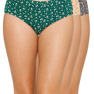 Inner Elastic Printed Mid Rise Hipster Panty (Pack of 3)