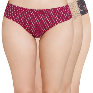 Inner Elastic Printed Mid Rise Bikini Panty (Pack of 3)
