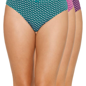 Inner Elastic Printed Mid Rise Bikini Panty (Pack of 3)