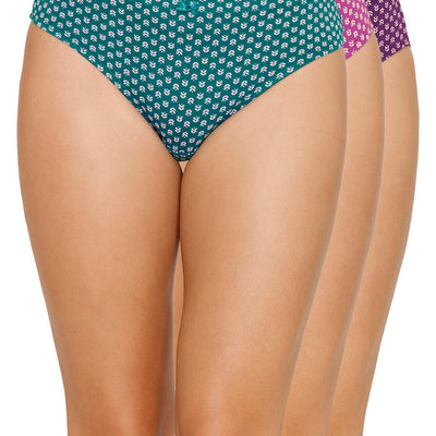 Inner Elastic Printed Mid Rise Bikini Panty (Pack of 3)