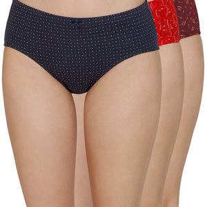 Inner Elastic Print Mid Rise Hipster Panties (Pack of 3)