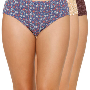 Inner Elastic Printed Mid Rise Hipster Panty (Pack of 3)