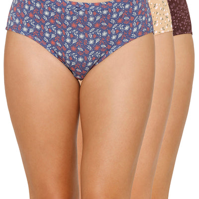 Inner Elastic Printed Mid Rise Hipster Panty (Pack of 3)