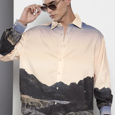 Men's Multicolor Oversized Metaverse Street Wear Shirt