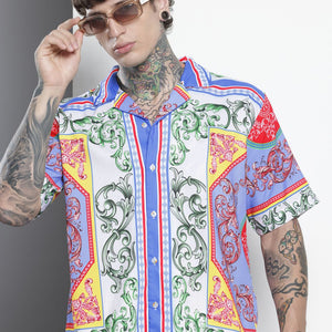 Men's Multicolor Oversized Kitch Street Wear Shirt