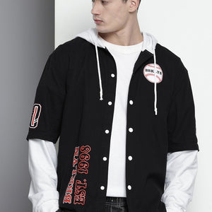 Men's Black Regular Fit Graphic Street Wear Shirt