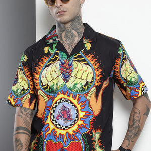 Men's Black Oversized Kitch Street Wear Shirt
