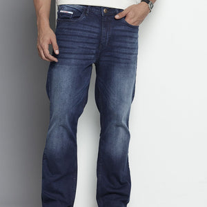 Men's Blue Bootcut Solid Stretchable Jeans