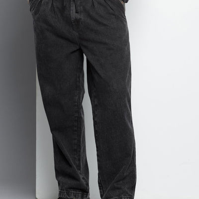 Men's Grey Relaxed Fit Solid Denim Joggers