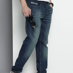 Men's Blue Slim Straight Fit Solid Jeans