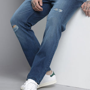 Men's Blue Slim Straight Fit Solid Jeans