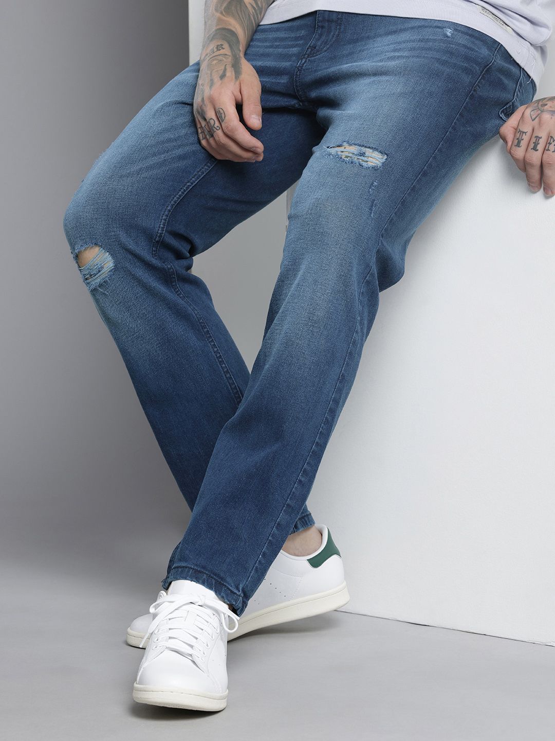 Men's Blue Slim Straight Fit Solid Jeans