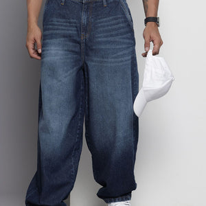 Men's Blue Relaxed Fit Solid Jeans