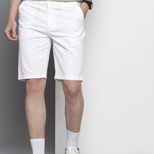 Men's White Regular Fit Solid Chino Shorts