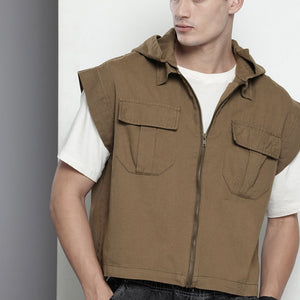 Men's Olive Oversized Solid Street Wear Shirt