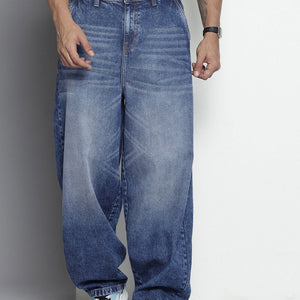 Men's Blue Skater Fit Solid Jeans