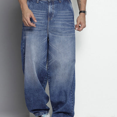 Men's Blue Skater Fit Solid Jeans