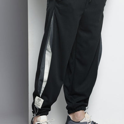 Men's Black Relaxed Fit Textured Baggy Joggers