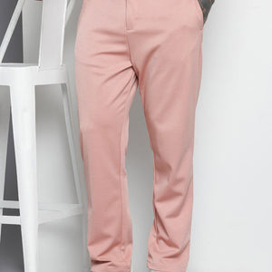 Men's Pink Relaxed Fit Solid Chinos