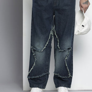 Men's Blue Relaxed Fit Solid Denim Joggers