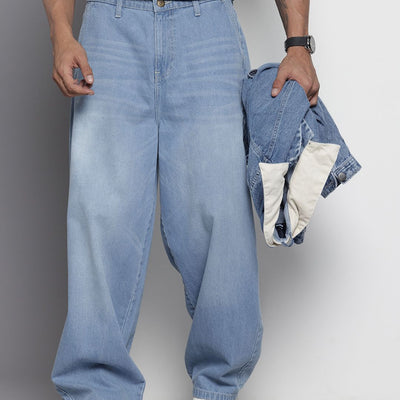 Men's Blue Relaxed Fit Solid Jeans
