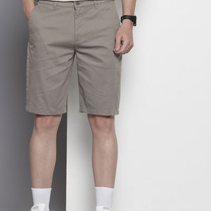 Men's Grey Regular Fit Solid Chino Shorts