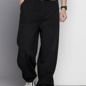 Men's Black Relaxed Fit Solid Jeans