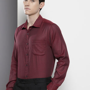 Men's Burgundy Slim Fit Solid Formal Shirt