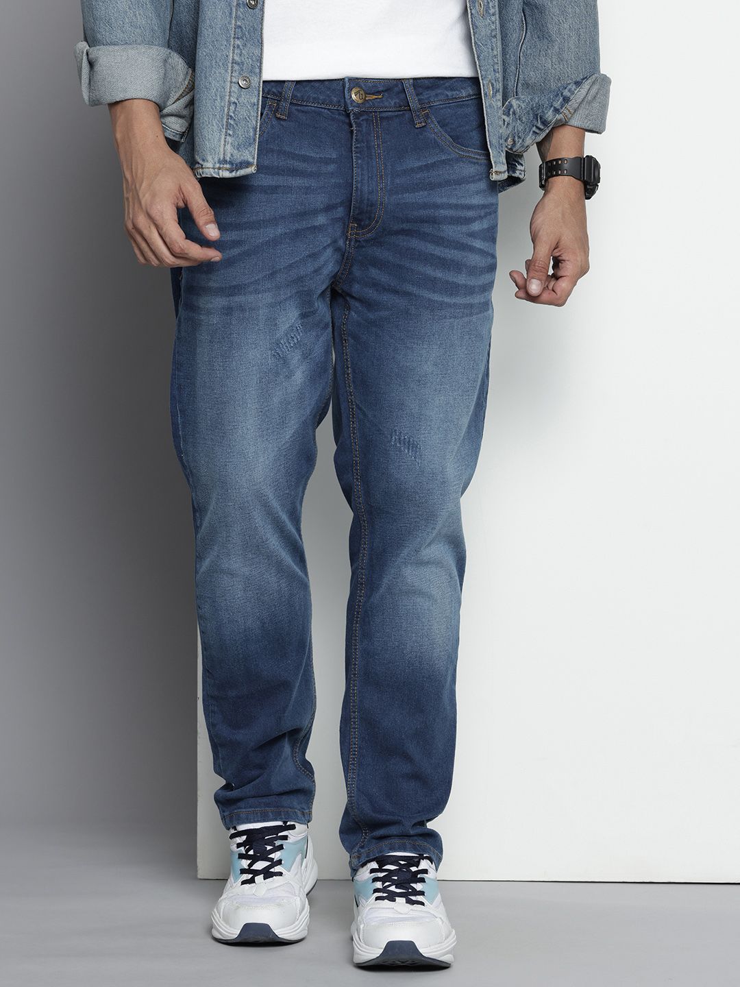 Men's Blue Slim Fit Solid Jeans
