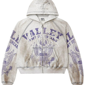 Vale Forever Valley Dreams Army Dirt Grey Zip-Up Hoodie
