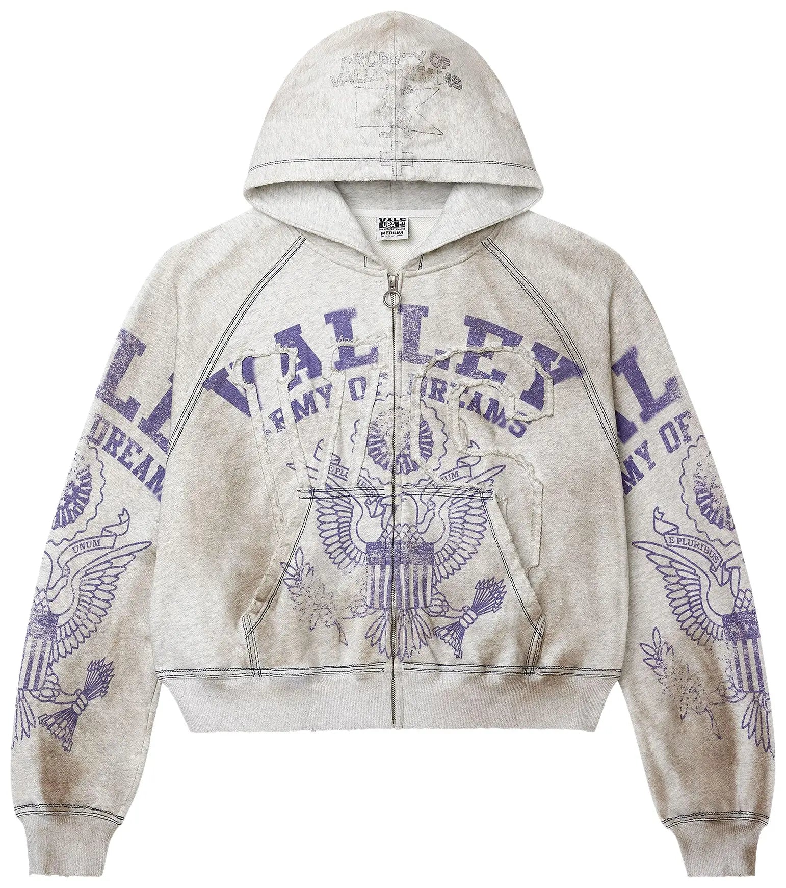 Vale Forever Valley Dreams Army Dirt Grey Zip-Up Hoodie
