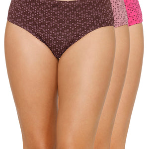 Inner Elastic Printed Mid Rise Hipster Panty (Pack of 3)