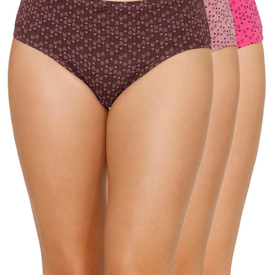 Inner Elastic Printed Mid Rise Hipster Panty (Pack of 3)