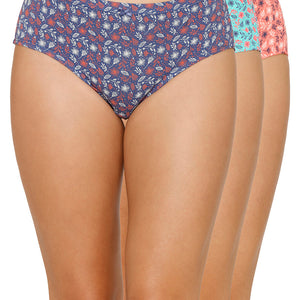 Inner Elastic Printed Mid Rise Hipster Panty (Pack of 3)