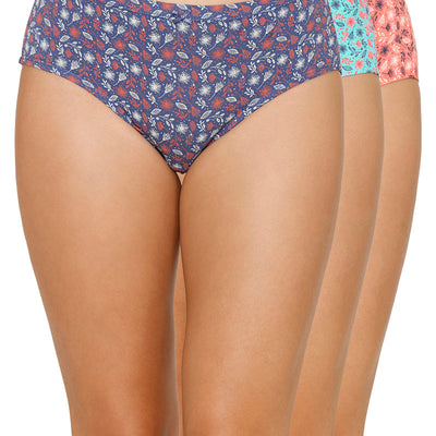 Inner Elastic Printed Mid Rise Hipster Panty (Pack of 3)
